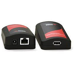 USB 2.0 Extender, 1 port CAT5e, 100 meter, (24v Powered from TX or RX), Plastic Enclosure