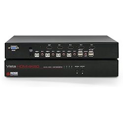 Vista HDMI 4K, 4 Port KVM Switch, HDMI+USB2.0, 2K/4K. Also Digital Audio and Serial Port Control