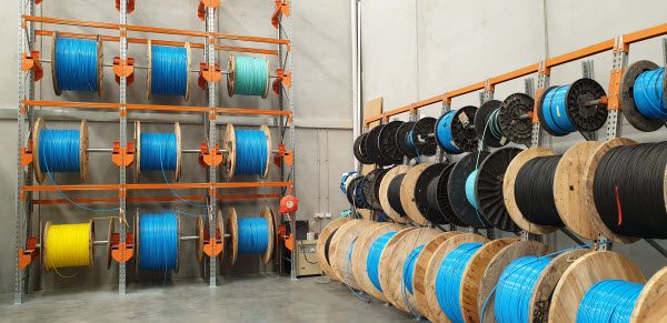 Different types of cables inside a factory