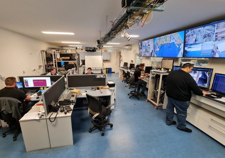 Professionals busy working in a cctv room