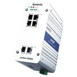 JetNet 3806G Industrial Unmanaged PoE Switch, DC Boost