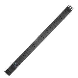 10 Way Vertical PDU AUS x 10A GPO/10A CB W/10A Moulded Plug 0RU 3m Lead