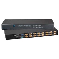 16-port VGA + USB KVM Switch. Resolution to 1920x1200. (16)VGA/USB Cables, PSU and Rackmount Kit