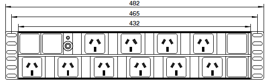 Racktech 2 RU 10-way Horizontal mount PDU