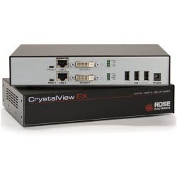 CrystalView EX6 Rack, Receiver, Single Head KVM Extender, 2xDVI, 2xUSB2.0, 1920x1200, CATx, 330Ft, 100m