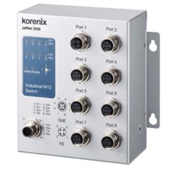 JetNet 3508G-LVDC V1.0 Industrial M12 Switch, DC Boost