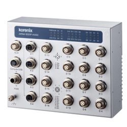 Industrial JetNet5520P-HVDC M12 Rail Switch 16x FE/PoE 4x Gbe 120 Watt PoE