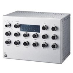 Industrial JetNet7714G-M12 HVDC 8x FE D Code 4x Gb A Code L3 DIN Mount 100 Watts PoE