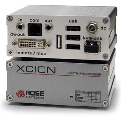 Xcion DVI KVM Extender Kit with -USB2.0 memory option (64Mbps). Multimode Fiber cable distance up to 500 meters