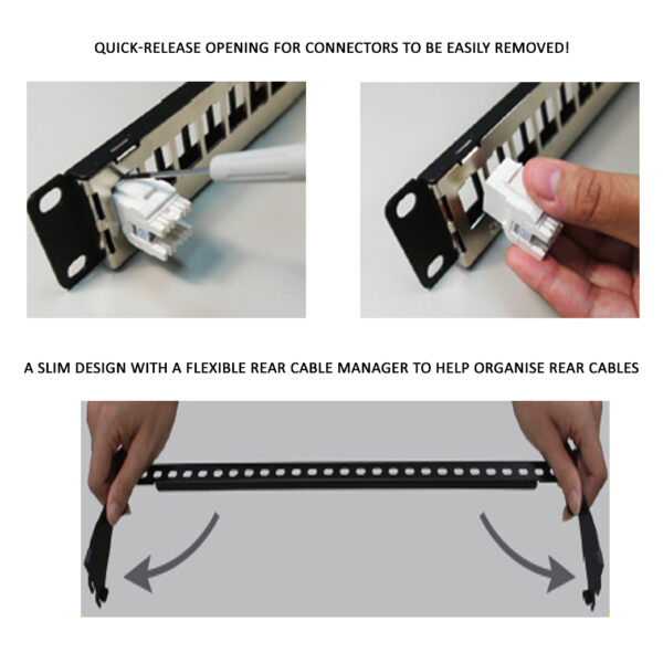 24 Port STP Unloaded Patch Panel w/Rear Cable Minder - Image 2