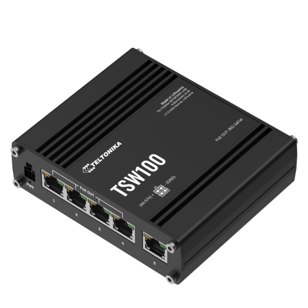 TSW100 Unmanaged 5 Port Switch with PoE+ (802.3at Alt-A)