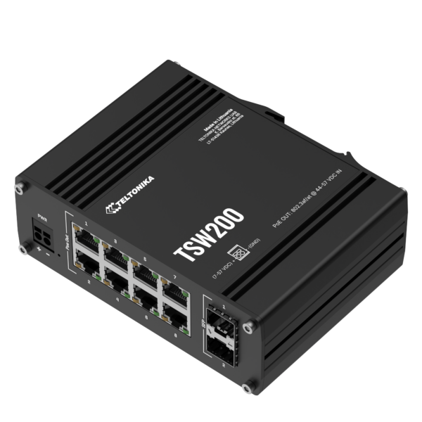 TSW200 Unmanaged 8 Port GbE Switch with SFP, PoE+ - Image 2