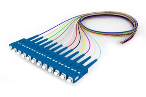 CommScope® Singlemode SC/UPC to Unconnectorized, Fiber Pigtail, 0.9 mm Tight Buffer, 12-Fiber Kit Blue - Aqua (1-12)