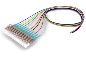 CommScope® OM4 LC/UPC to Unconnectorized, Fiber Pigtail, 0.9 mm Tight Buffer, 12-Fiber Kit Blue - Aqua (1-12)